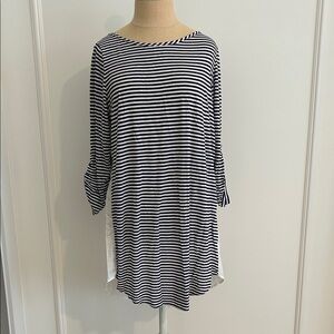 Splendid Mixed Media Navy and White Striped Swim Tunic Coverup, M, NWT